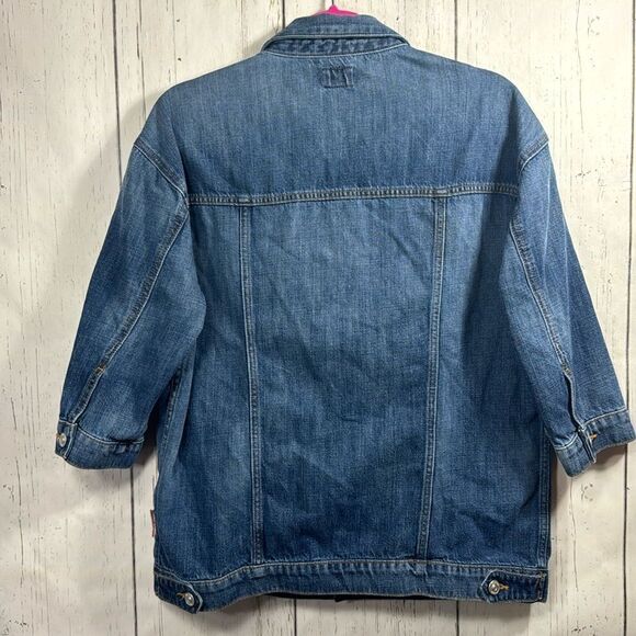 Hudson Denim Jacket Cotton Oversized Medium Wash Classic Y2K Streetwear - Picture 14 of 16